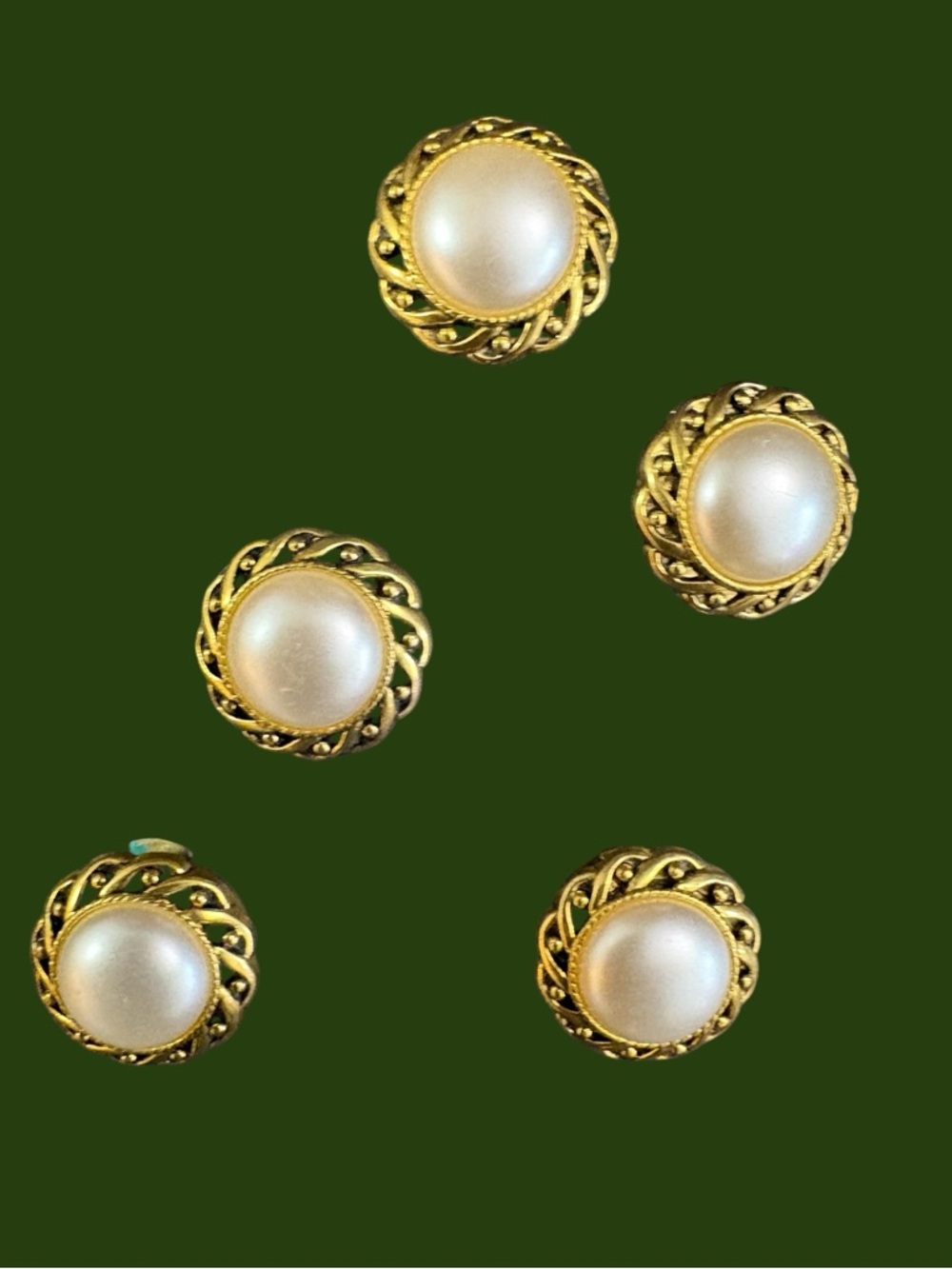Vintage Button Covers - Gold & Pearl - Picture 4 of 4